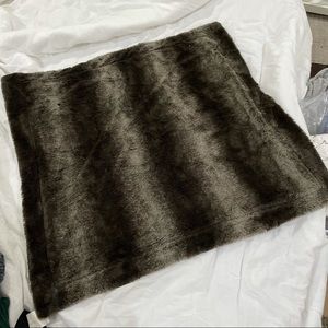 Two faux fur brown large throw pillow cases